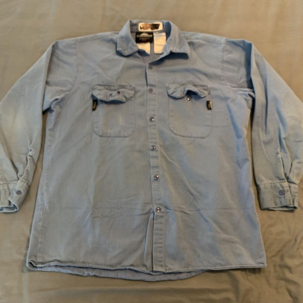 Steelguard Essentials FR Shirt Mens Large Light Blue Westex‎ UltraSoft CAT2